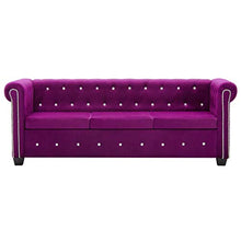 vidaXL Divano Chesterfield a 3 Posti Velluto Viola Sdraio Sofa Arreddo Salotto