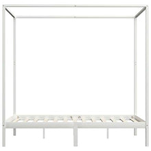 BIGTO - Struttura letto a baldacchino in legno di pino massiccio, per camera da letto, colore: bianco, 140 x 200 cm
