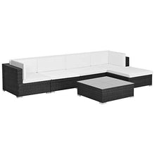 Festnight Set Divani da Giardino in Polyrattan, Set di Mobili da Giardino, Set Divano Esterno con Cuscini Nero 6 pz