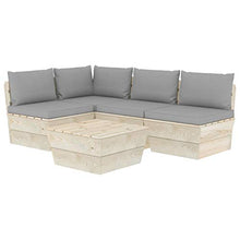 FAMIROSA Set Divani da Giardino su Pallet 5 pz con Cuscini Legno Abete-3481