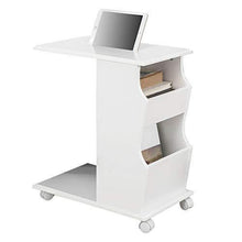 SoBuy Tavolino da Divano Moderno,con Ruote e Porta Libri,riviste,Cellulare e iPad, Bianco,FBT67-W - Arredi Casa
