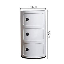 Camera da Letto con cassettiera in plastica Cassettiera Rotonda Mobile Contenitore Comodino da Bagno FENGMING (Colore : Bianca, Dimensioni : 32 * 32 * 58cm)
