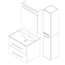 FACKELMANN B.Clever - Set di mobili da bagno, 3 pezzi, 120 cm, con lavabo in marmo e armadietto a specchio a LED