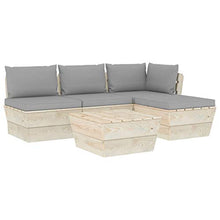 FAMIROSA Set Divani da Giardino su Pallet 5 pz con Cuscini Legno Abete-3457