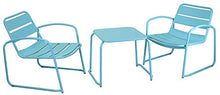 Set Tavolino e 2 Poltrone da Giardino in Metallo Bistro Verde Acqua