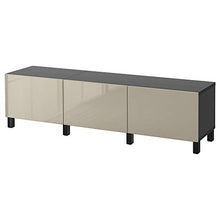 BESTÅ combinazione di cassetti 180x40x48 cm nero-marrone/Selsviken lucido/beige