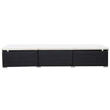 vidaXL 2X Lettini Prendisole con Cuscini Sfoderabili Impermeabile Robusto Sedie a Sdraio da Giardino in Polyrattan Nero e Bianco Crema