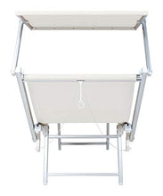 VERDELOOK Rimini, Lettino da Mare con Parasole, 186x61x38 cm, Bianco