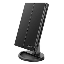 deweisn Specchio Trucco con 21 LEDs, Specchio di Vanity Trifold Ruota di 180° Ingrandimento 1x / 2X / 3X Specchio per Il con Touchscreen per Il Trucco e la Cura della Pelle (Nero)