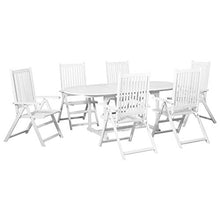 vidaXL Set Pranzo per Esterni 7 pz Legno Bianco con Tavolo Estensibile e Sedie