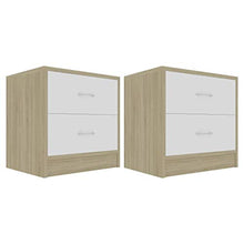 SKM - Tavolini da comodino, 2 pezzi, 40 x 30 x 40 cm, colore: Bianco e quercia Sonoma