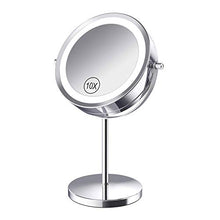 Specchio per Il Trucco, ingrandimento delle luci 10X 1X, Specchio per Trucco Illuminato Portatile 18 LED Specchio da Viaggio Luminoso a Rotazione Libera Specchio cosmetico