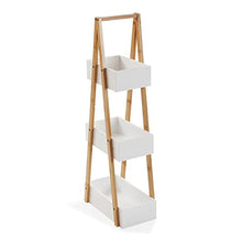 VERSA Scaffale da Bagno con 3 Ripiani in bambù, 81 x 18 x 30 cm, Bianco