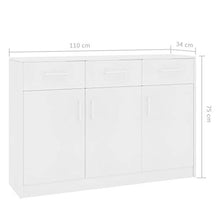 Tidyard Credenza con 7 Cassetti Bianca 50x34x96 cm in Truciolato, Credenza Cucina Moderna, Cassettiera per Salotto e Cucina