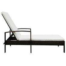 vidaXL Lettino Prendisole Reclinabile con Cuscino Poli Rattan Marrone Sdraio