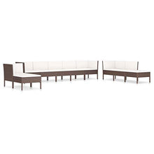 SKM Set Divani da Giardino 10 pz con Cuscini in Polyrattan Marrone (71kg)