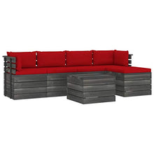 FAMIROSA Set Divani da Giardino su Pallet 6 pz con Cuscini Massello Pino-1869