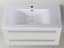 Inter Bagno Set di mobili da Bagno lavandino armadietto con Specchio + congelatore 90 cm o 120 cm, Colore: Bianco Lucido