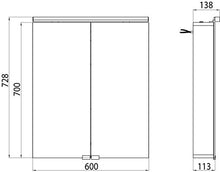 emco asis - Armadietto a specchio piatto, 600 mm, 2 ante, LED neutro, 4000 K, colore: Bianco