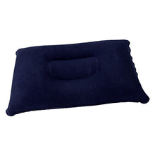 perfk Cuscinetto Rettangolare Gonfiabile, Cuscino di Viaggio, Cuscino Supporto della Testa per Campeggio, Spiaggia - Blu Scuro, 34x22cm