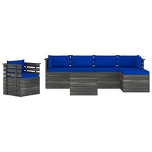 FAMIROSA Set Divani da Giardino su Pallet 7 pz con Cuscini Massello Pino-1885