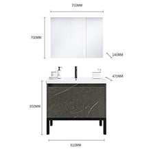Set di Mobili da Bagno Bagno Bagno Cabinet Combinazione Lavandino Sink Pavimenti da Terra Vanity Marble Cabinet Set con Specchio (Color : Gray, Size : 47x81x85cm)