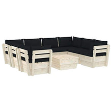 FAMIROSA Set Divani da Giardino su Pallet 9 pz con Cuscini Legno Abete-3607
