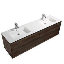 Mobile da bagno sospeso Freya 1900 effetto legno- cassetti con illuminazione a LED