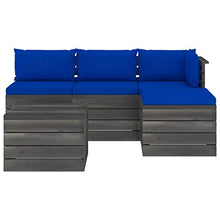 FAMIROSA Set Divani da Giardino su Pallet 5 pz con Cuscini Massello Pino-1801