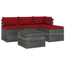 FAMIROSA Set Divani da Giardino su Pallet 5 pz con Cuscini Massello Pino-1800