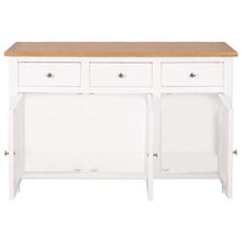 GOTOTOP Mobile Credenza in legno massello 110 x 33,5 x 70 cm Credenza con 3 cassetti e 2 armadietti Cassettiera Bassa Armadio Laterale Mobiletto di Servizio -Bianco e marrone