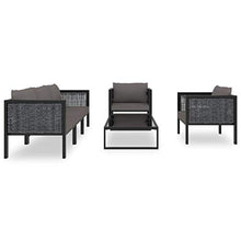 SKM Set Divani da Giardino 6 pz con Cuscini in Polyrattan Antracite (48.48kg)
