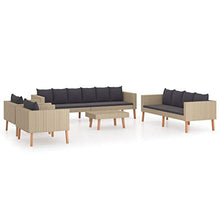 Tidyard 5 pz Set Divani da Giardino per Esterno in Polyrattan Beige,Set Divano 2 Posti+Divano 3 Posti+2 Poltrone+Tavolino in Polyrattan da Giardino per Esterno,Salotto da Giardino per Esterno