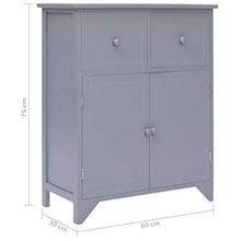 mewmewcat Armadietto Grigio in Legno di Paulownia 60x30x75 cm