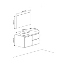 Kiamami Valentina MOBILE BAGNO SOSPESO 90CM NOCE SCURO, LAVABO APPOGGIO, SPECCHIO | SIENA
