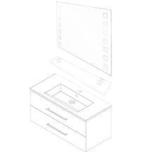 Fackelmann Set di mobili da Bagno Rustico, in Rovere Chiaro, 100 cm e Specchio da Bagno a LED, 3 Pezzi