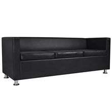 FAMIROSA Set Divani a 3 e a 2 Posti in Similpelle Nero