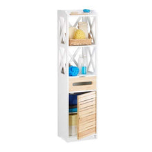 Relaxdays 10020975 Mobile a Colonna Alto con 6 Mensole, Armadio Multiuso per Bagno e Cucina, Stretto, per Nicchie, Bianco