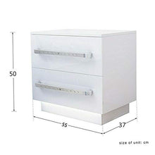 1x comodino da comodino moderno con luci a LED lucide con 2 cassetti bianchi