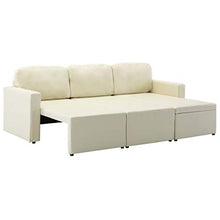 vidaXL Divano Letto Modulare a 3 Posti Divano Componibile per Tre Persone Divanetto Poltrone Arredo per Salotto Arredamento Crema in Similpelle