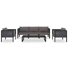 SKM Set Divani da Giardino 6 pz con Cuscini in Polyrattan Antracite (48.48kg)