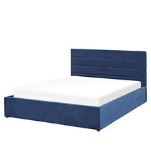 Letto Matrimoniale in Velluto Colore Blu Scuro con Contenitore Landes