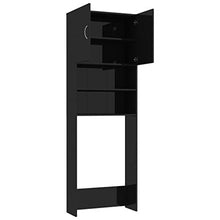 Tidyard Mobile per Lavatrice Nero Lucido 64x25,5x190 cm Truciolato