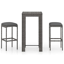 vidaXL Set Bar da Giardino 3 pz con Cuscini in Polyrattan Grigio