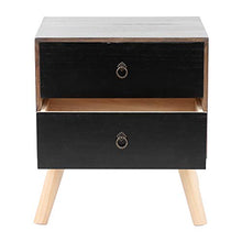 Comodini camera in Legno, Comodino con 2 cassetti Comodini da Notte Organizzatore da Letto, tavolino da salotto o soggiorno, Nero, 38x45x50.5 cm