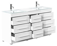 Mobile bagno a terra Vitro Modern con lavabos in vetro bianco lucido