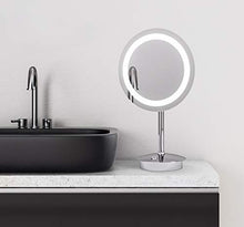 Talos Specchio cosmetico a LED Samos Ø 23 cm – Specchio da barba con ingrandimento 3x – cambio colore della luce a due livelli (luce bianca calda/bianca fredda)