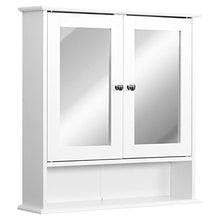 kleankin Mobiletto Armadietto a Muro con Specchio da Bagno Cucina in MDF 56 x 13 x 58cm Bianco
