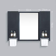 Specchio da Parete splendidamente Nero con mensola Laterale Armadietto Laterale Specchio per Il Trucco del Bagno in Acciaio Inossidabile