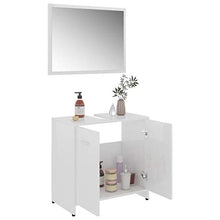 Festnight Set Mobili da Bagno Bianco Lucido in Truciolato,con 1 Scomparto e 2 Ante